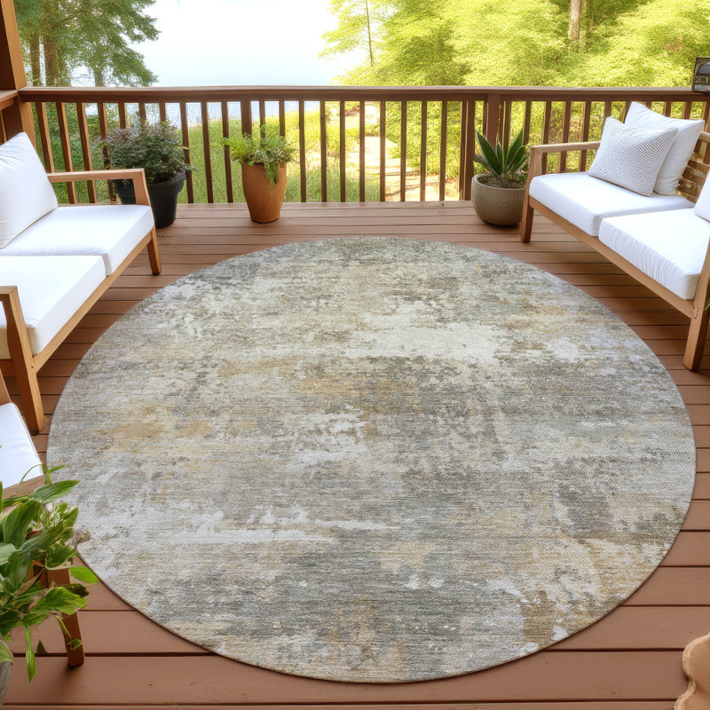 Machine Washable Indoor/Outdoor Jadiel ACN2369 Abstract Rug, Round 8'
