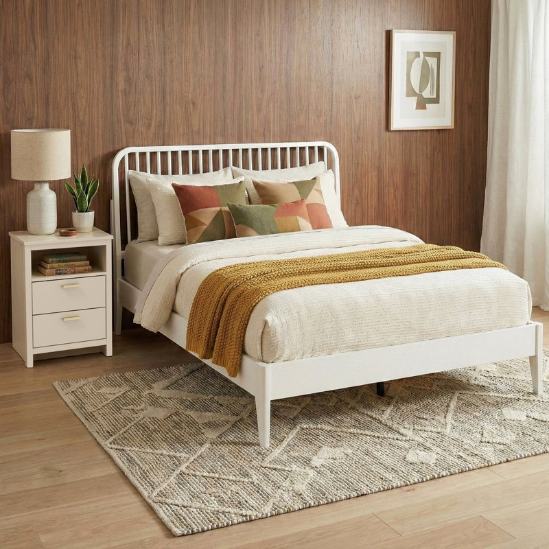 Kentwood Solid Wood Bed 2 Piece Bedroom Set, White