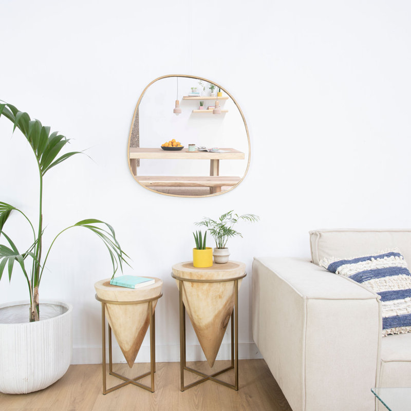 Cleek Wood Flat Wall Mirror, 70cm H x 70cm W
