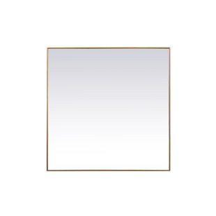 Brass Framed Square Mirrors- a Pair