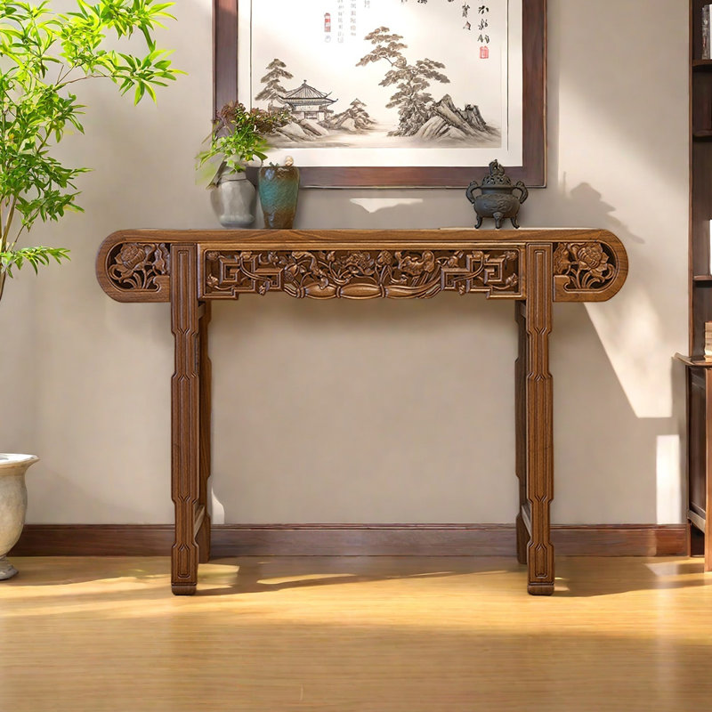 Solid wood carved multi-functional console table