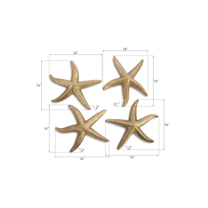 4 Piece Starfish Wall Décor Set, Medium