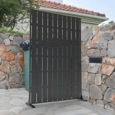 Metal Privacy Screen, 3-Panel Outdoor Divider With Hook- 72" H x 47" W by Yesurprise