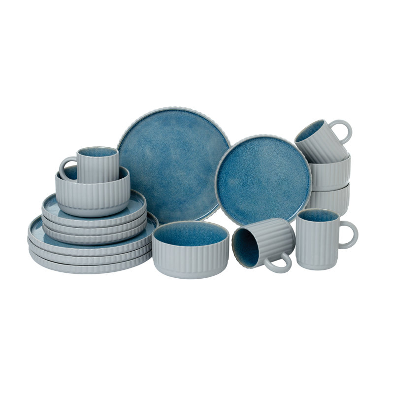 Service de vaisselle en grès Kujuan Union Rustic - Service pour 4, Bleu