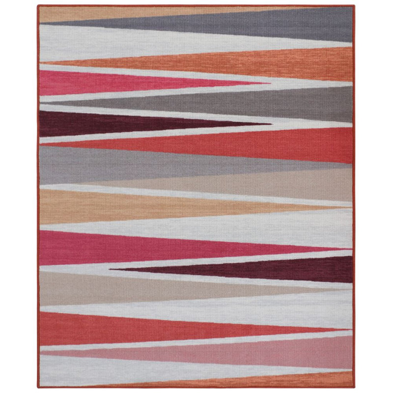 Tapis gris/rose mid-century Saige, Rectangle 5 pi x 7 pi