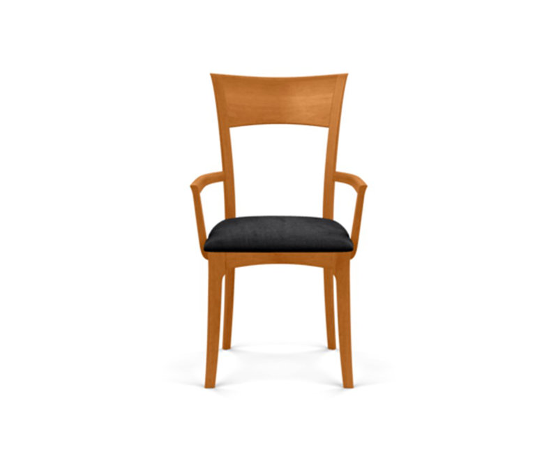 Ingrid Upholstered Arm Chair, Natural Cherry, Microseude Onyx