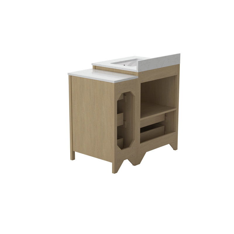 Single Sink Bathroom Vanity Cabinet,Freestangding Storage Vanity Cabinet with White Countertop, 36"