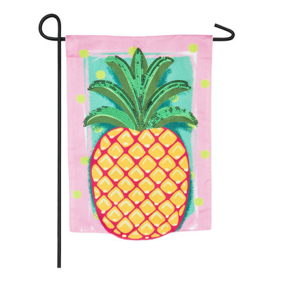 Drapeau de jardin en polyester à 2 côtés avec ananas et pois