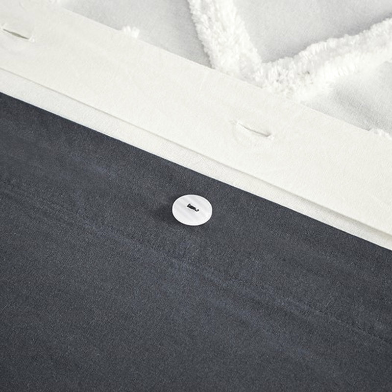 Housse de couette très grand / très grand en coton avec chenille, imprimé, décor, fermeture à boutons, 4 attaches de coin, lavable à la machine et 2 taies décoratives 3, mise à jour, style, coins à boutons