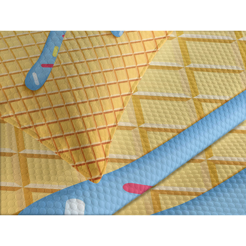 Ambesonne Ice Cream Bedspread Set Waffle Apricot, King Bedspread + 2 Standard Shams