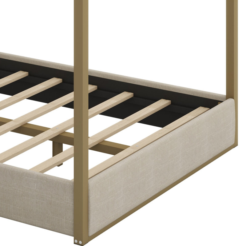 Lit plateforme à baldaquin avec tête de lit Upholstery