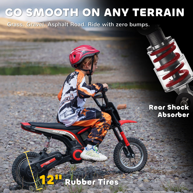 HOMCOM 24V Kids Electric Motorbike Ride On Motorcycle Ages 8-12 Years, Red