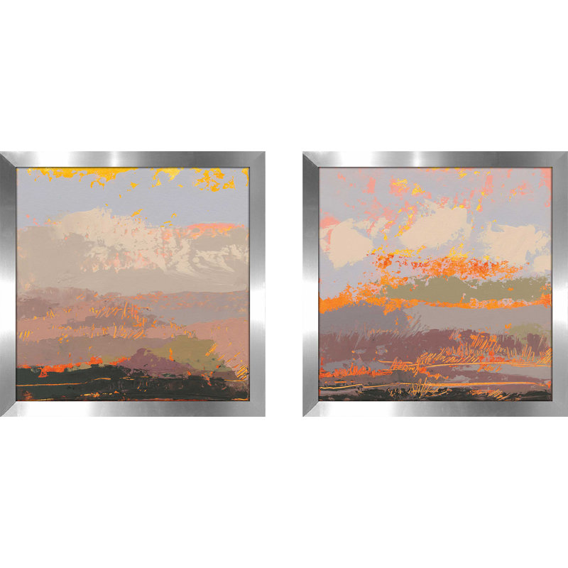 Soft Day I - Ensemble de 2 reproductions d'art sur papier encadrées, H 16,5 po x l 33 po x P 1 po, Pas de tapis