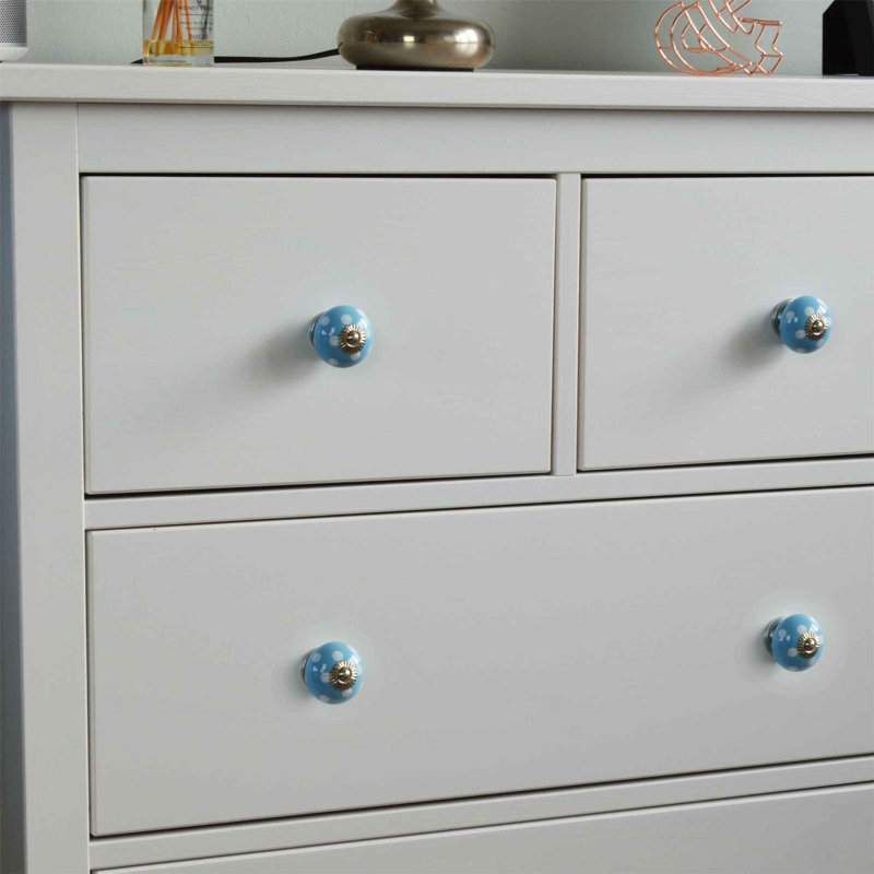 Nicola Spring - Round Ceramic Cabinet Knobs, Blue/White