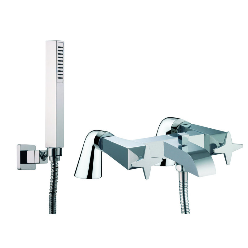 Garniture de robinet de baignoire à deux poignées avec inverseur et douchette Mp1, Chrome