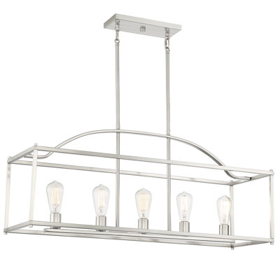 Hanne 5 - Light Kitchen Island Linear Pendant in Satin Nickel