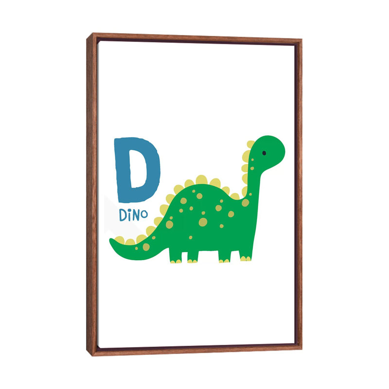 Animal Alphabet D - impression d'art graphique, H 26 po x l 18 po x 1,5 po, Toile avec cadre brun, Pas de tapis