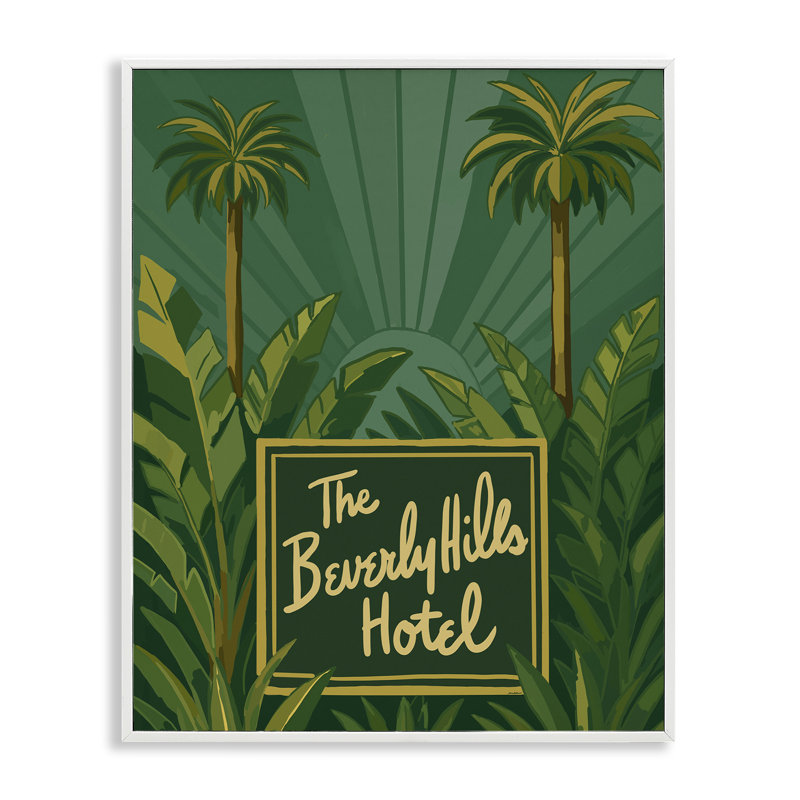 Giclée rétro de l'hôtel Beverly Hills, design par Amelia Noyes, Giclée encadrée blanc bord de mer, H 30 po x l 24 po