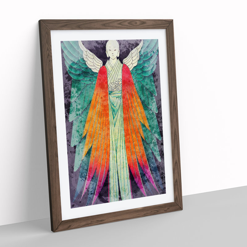 Beautiful Angel - Single Picture Frame Painting, 46cm H x 34cm W x 2cm D, Brown Framed