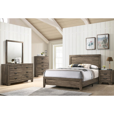 Lit à panneaux double au fini gris envoûtant, configuration de chambre à coucher contemporaine, magnifique lit en bois, fabrication en bois