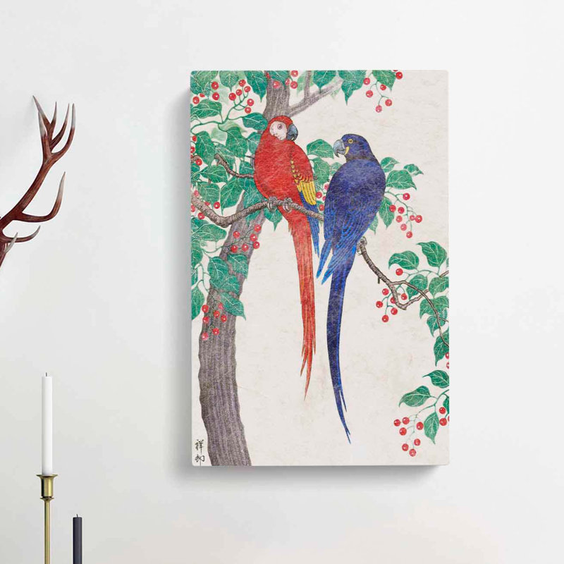 Two Parrots by Ohara Koson - Wrapped Canvas Painting, 60cm H x 40cm W x 3cm D