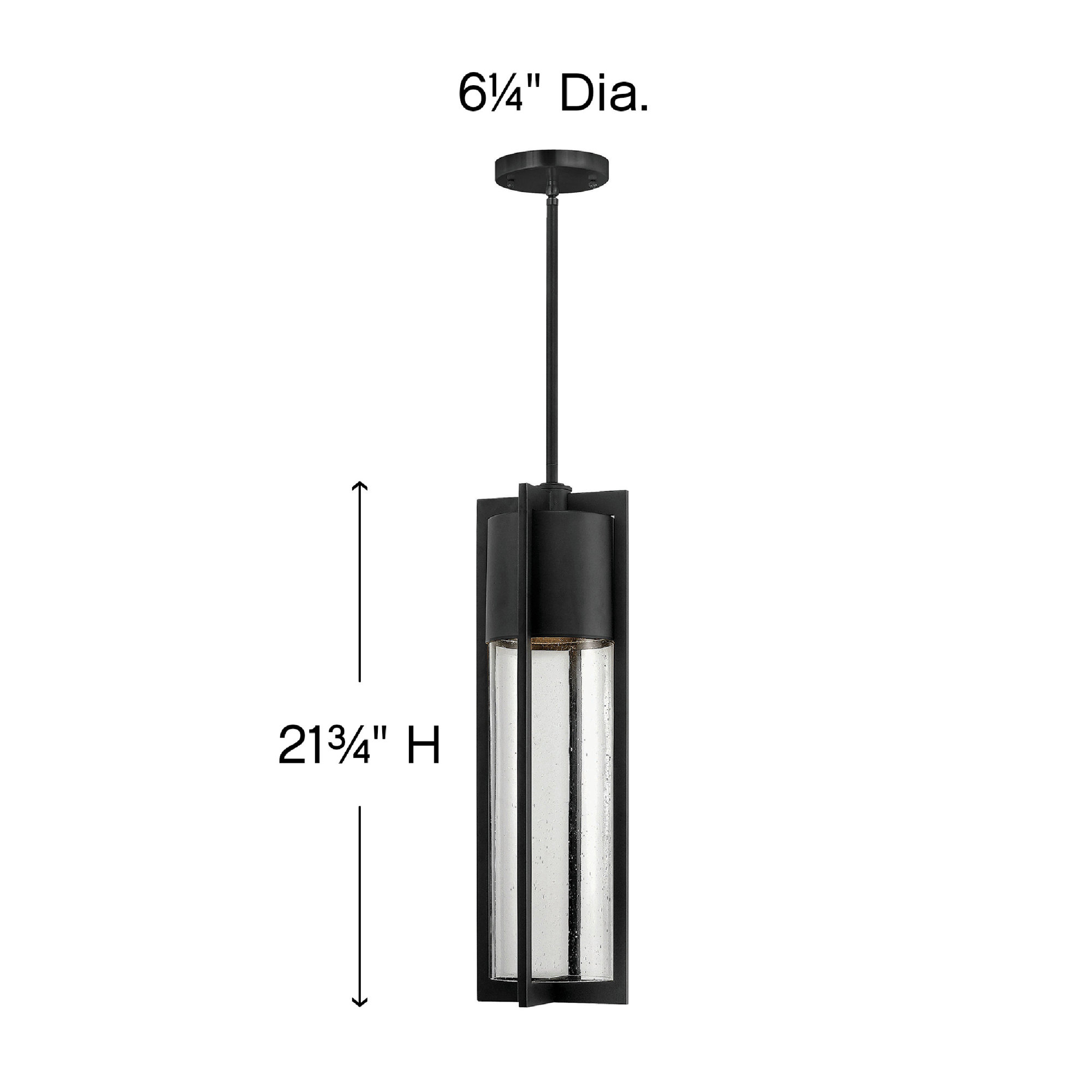 Bandit Seeded Outdoor Metal Pendant, Incandescent, Black, 21.75" H x 6.25" W