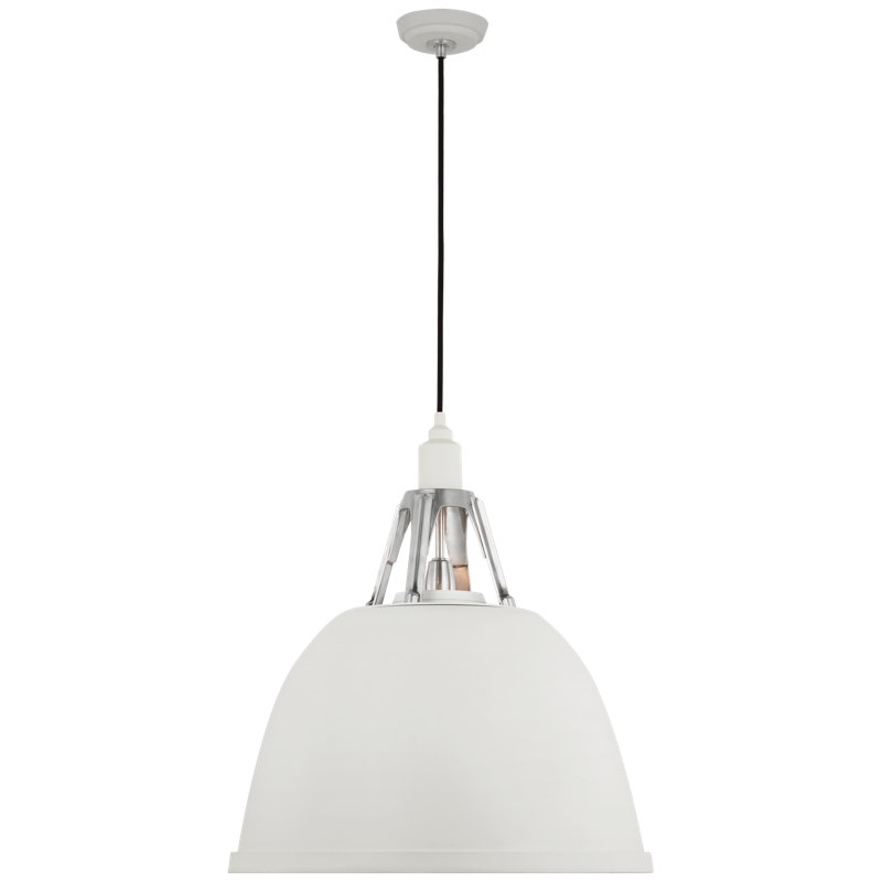 Gunner 1 - Light Pendant, White/Polished Aluminum, Whie, 28" H x 22" W x 22" D