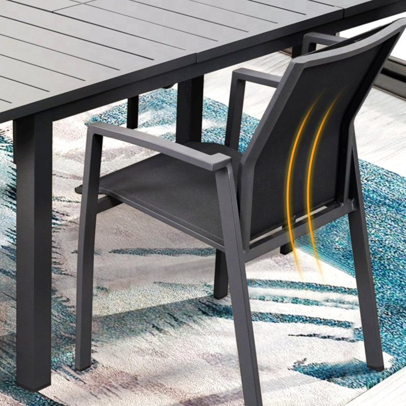 Set Of 4 Aluminum Patio Dining Chairs, 22.44 Inches Width Fully Assembled Stackable Gray Outdoor Chairs, Gray