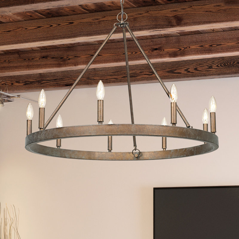 Halewood 9 - Light Steel Dimmable Round Chandelier