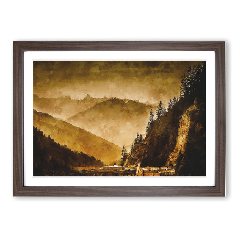Mountain in Arlberg Pass - Framed Print, 27cm H x 36cm W x 2cm D, Walnut Framed