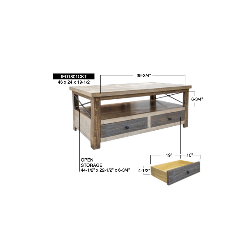 Table basse 4 tiroirs Andaluz