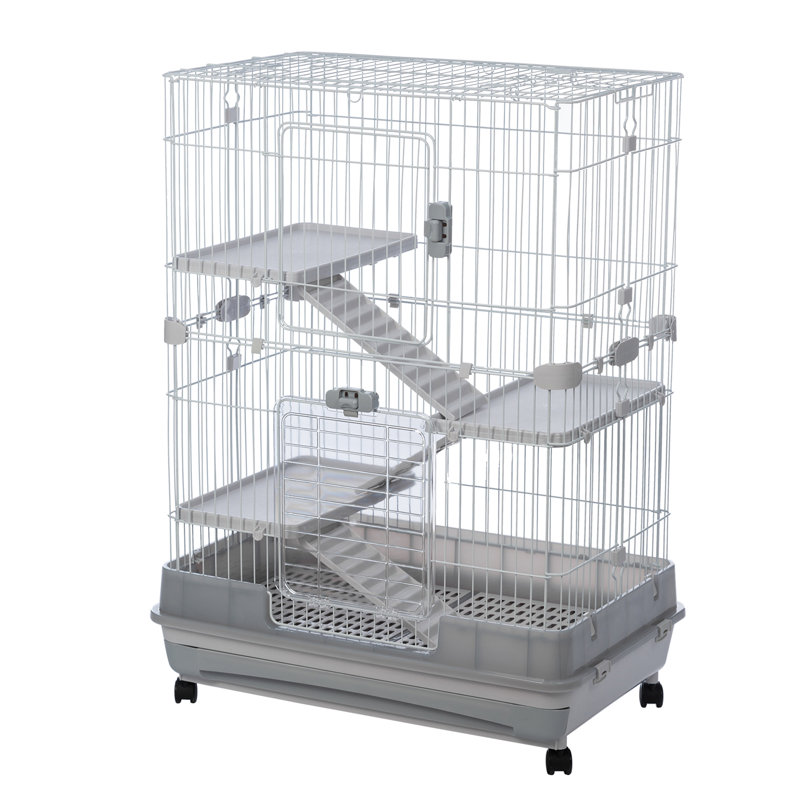 Ajaycia Small Animal Cage, 43.3" H x 32" W x 21" D, Gray