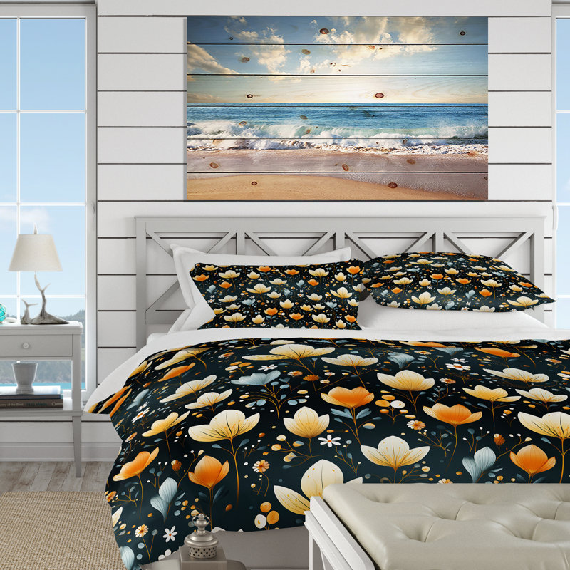 Scandinavian Botanical Collage III Floral Duvet Cover, King Duvet Cover + 2 King Shams
