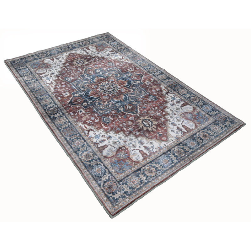 Bibb Home Washable Flannel Printed Area Rug with Latex Back, Rectangle 5' x 7'