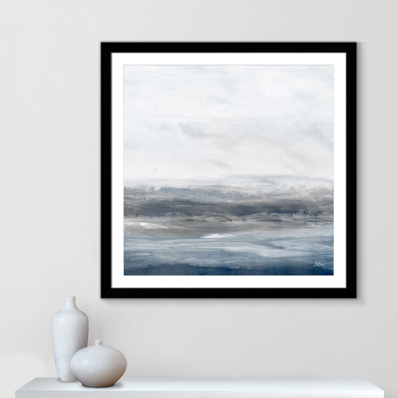 Océan - version carrée par Denise Brown, H 37,5 po x l 37,5 po, Cadre noir