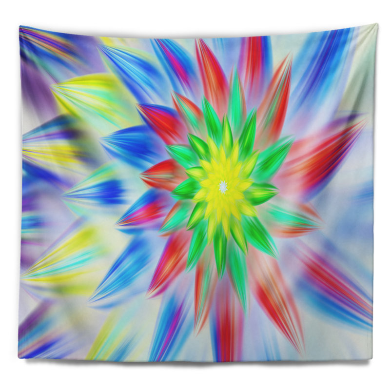 Tapisserie florale de pétales multicolores, H 78 po x l 92 po