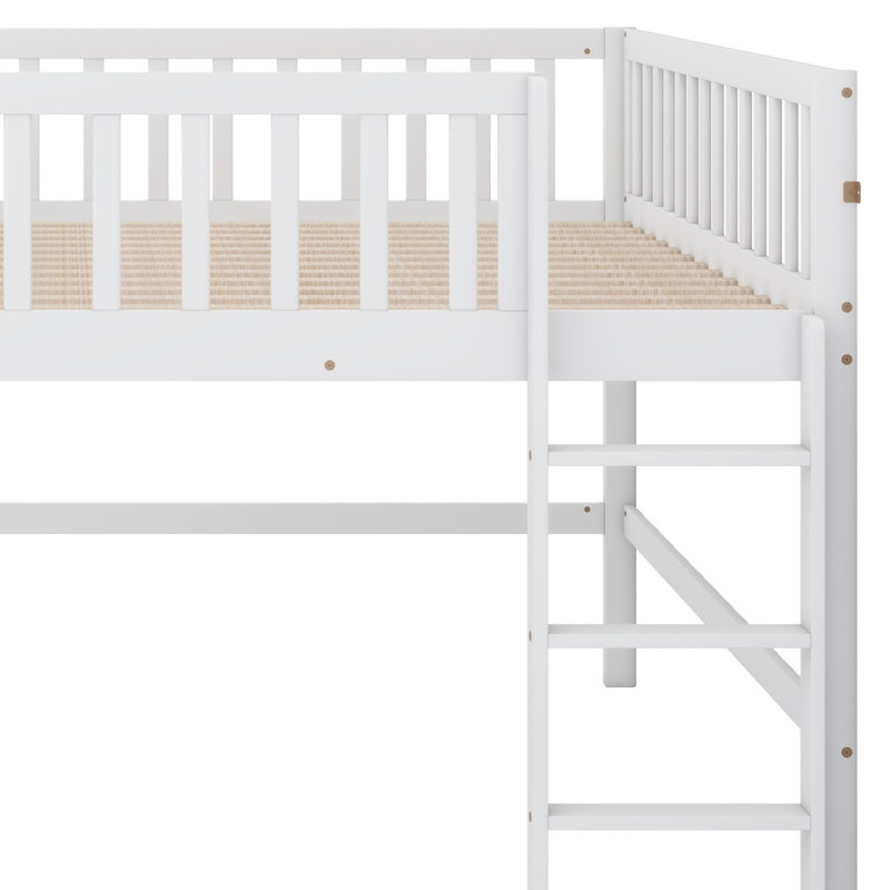 Lit mezzanine bas avec échelle et toboggan, White