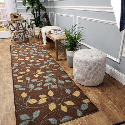 Tapis floral brun / bleu Arroya