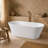 55 in. L x 27.5 in. W Comfort-Fit Freestanding Soaking Acrylic Bathtub with Drain and Overflow, Glossy White