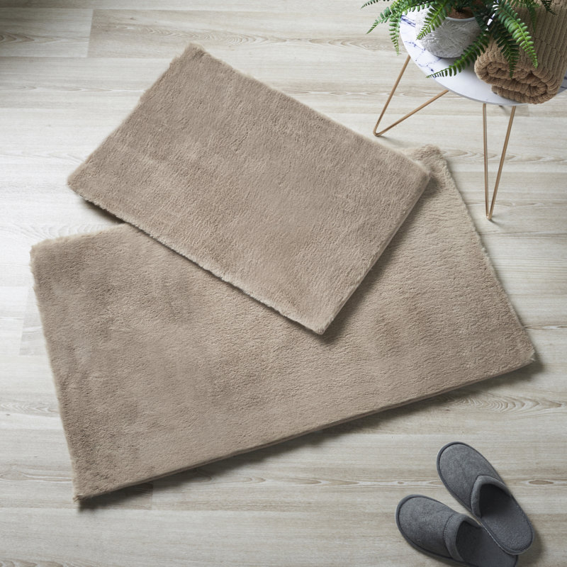 Rosenda Faux Fur Non-slip Bath Mat, Mink