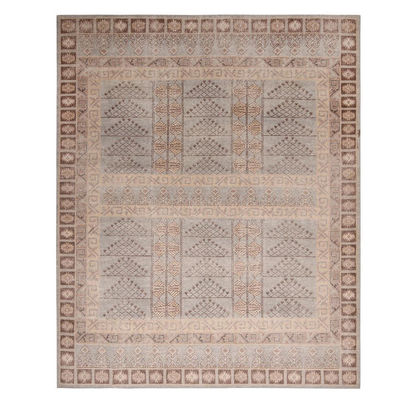 Distressed Homage Hand Knotted Wool Area Rug, Rectangle 10' x 14'