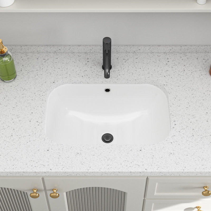 Lavabo de salle de bain encastré rectangulaire en porcelaine vitreuse 22 "x 15" avec trop-plein