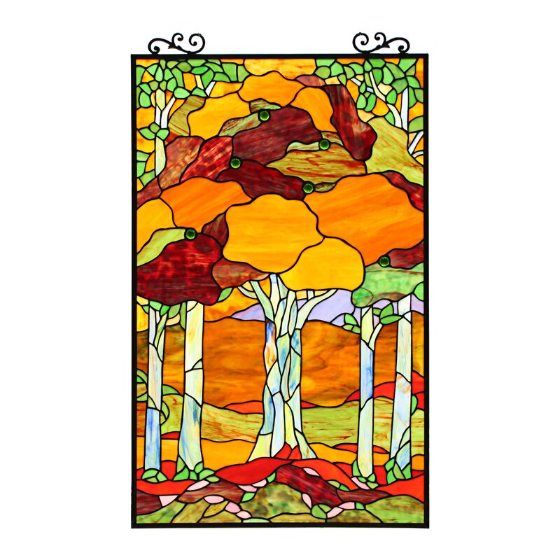 Floral And Plants Window Panel - stained glass wall art