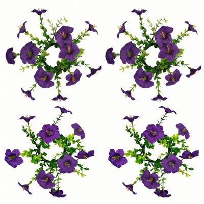 4Pcs Artificial Morning Glory Candle Wreaths, Trumpet Flower Candle Rings For Pillar Candles, Artificial Floral Candle Rings, Perfect For Weddings, Farmhouse, And Table Centerpieces