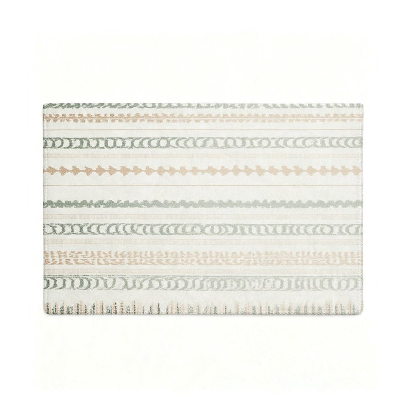 Tapis antidérapant à fines rayures, 119 x 79 cm, beige clair, pour couloir ou chambre.