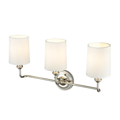 Meuble-lavabo à 3 lumières Winston Porter Tywonda avec abat-jour en tissu blanc
