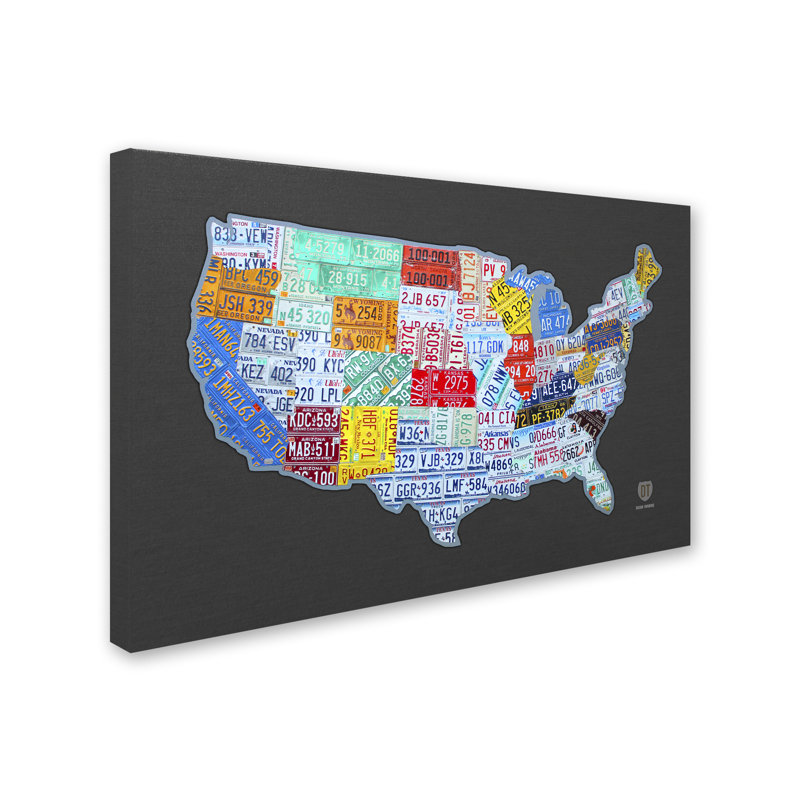 Carte à plaque de licence massive des états-unis, impression sur toile tendue, H 22 po x l 32 po x P 2 po