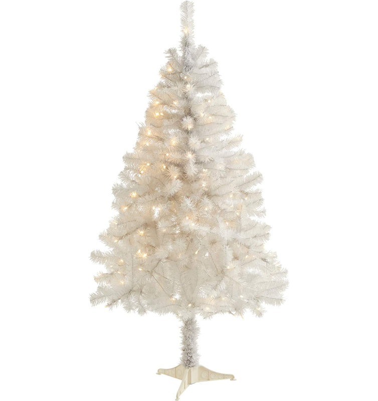  Artificial White Christmas Tree with Bendable Branches and LED Lights