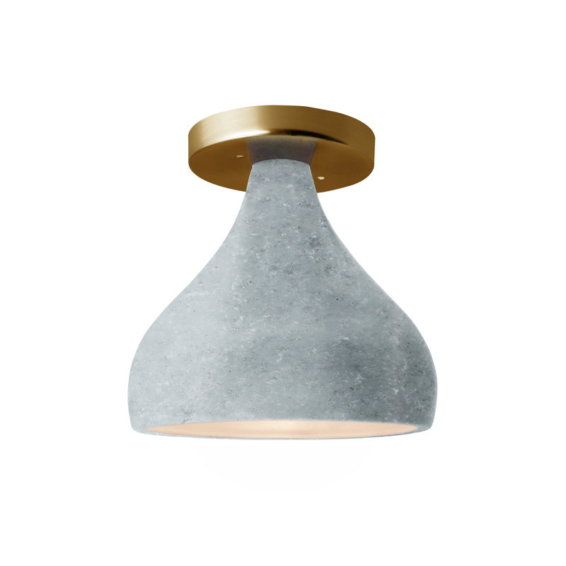 Amezcua Radiance - Droplet Semi-Flush - Concrete, Brushed Brass, 8.25" H x 8.50" W x 8.50" D, LED