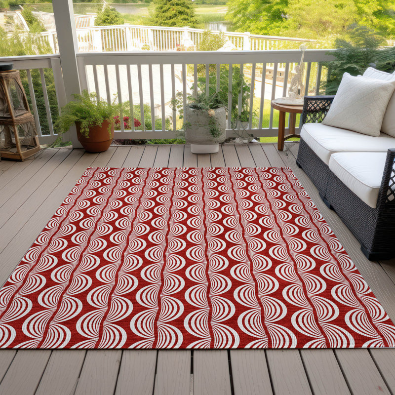 Tapis intérieur / extérieur rouge Kairova , 5' x 7'6"